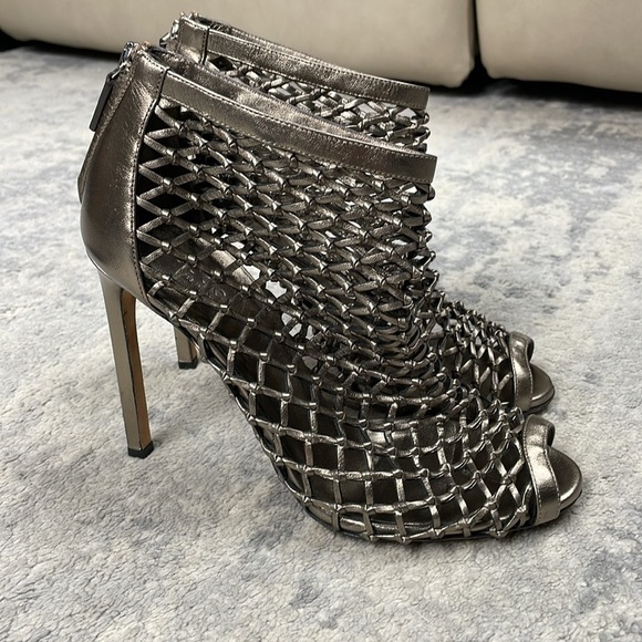 Gucci Eline Caged Bronze Metallic Booties Open Toe Sz 38.5 - Picture 6 of 16